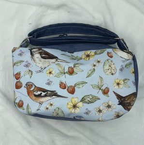 Birds Boho Bitty Bag with outside zipper pocket