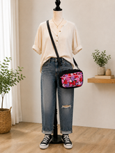 Load image into Gallery viewer, Hearts Boho Bitty Bag with front zipper pocket
