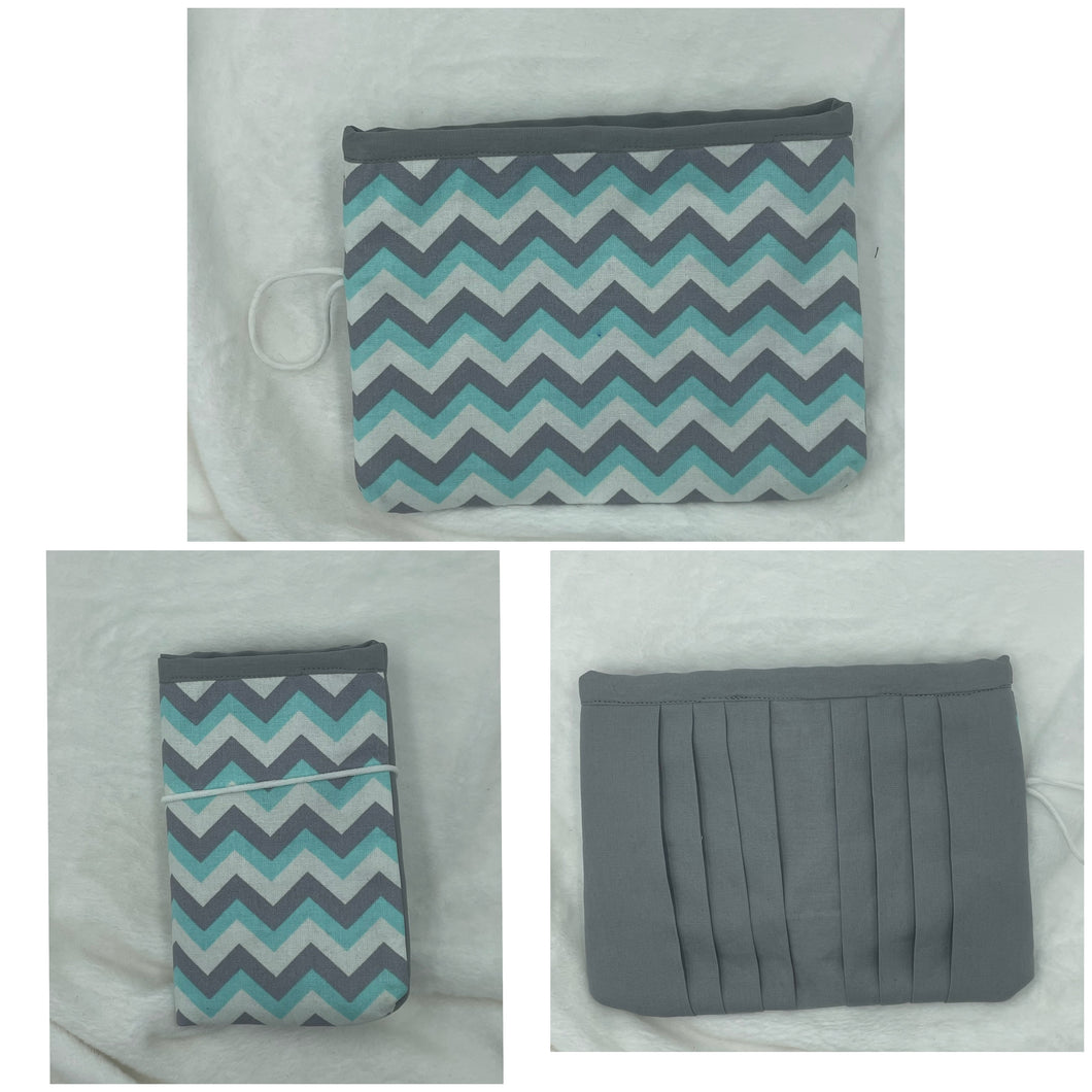 Blue and Grey Chevron Boho Billfold Wallet