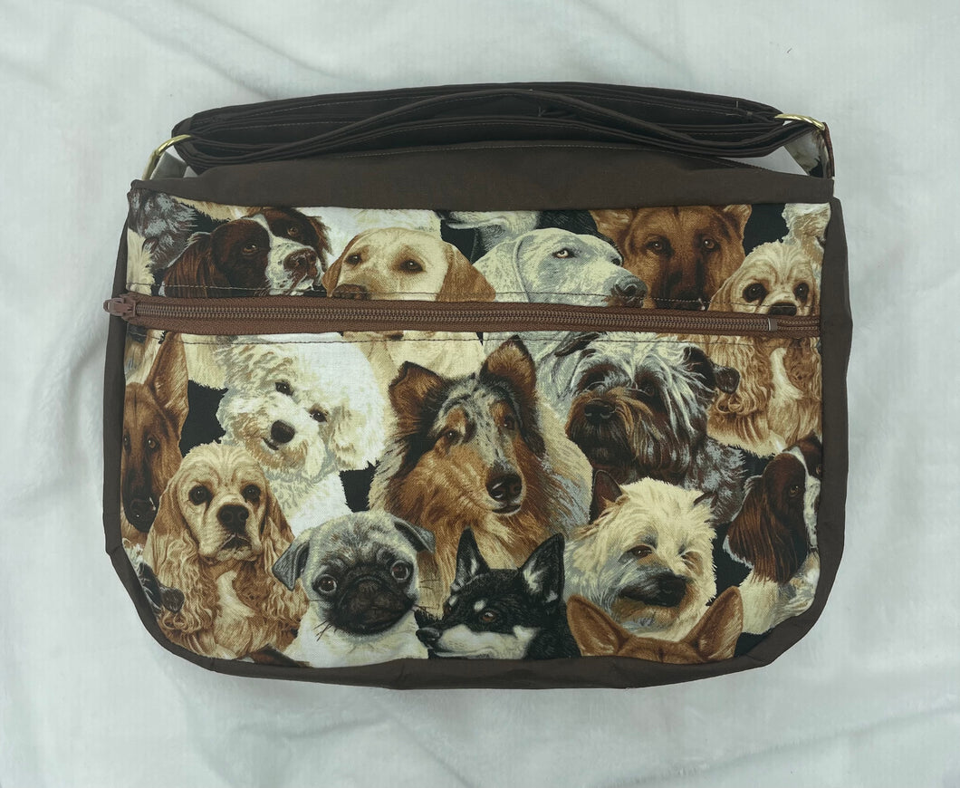 Dogs Boho Bigger Bag with Front Zipper Pocket