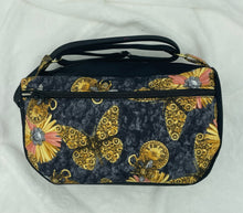 Load image into Gallery viewer, Clockwork Butterfly and Bee Boho Bitty Bag with outside zipper pocket