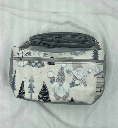 Winter Gnome Boho Bitty Bag with outside zipper pocket