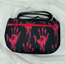 Load image into Gallery viewer, Bloody Handprint Boho Bitty Bag with outside zipper pocket