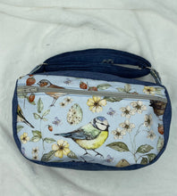 Load image into Gallery viewer, Birds Boho Bitty Bag with outside zipper pocket