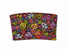 Load image into Gallery viewer, Burgundy Sugar Skulls Boho Coffee Cozie