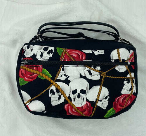 Skulls and roses Boho Bitty Bag with outside Zipper Pocket