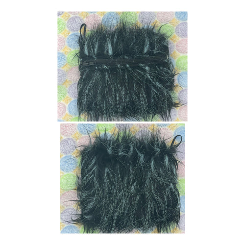 Black with Blue/grey furry Boho Go Pouch