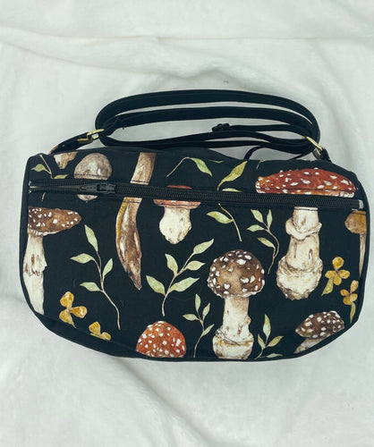 Mushroom Boho Bitty Bag with outside zipper pocket