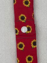 Load image into Gallery viewer, Red Sunflower Collar Cooler with snap closure