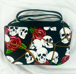 Skulls and roses Boho Bitty Bag with outside Zipper Pocket