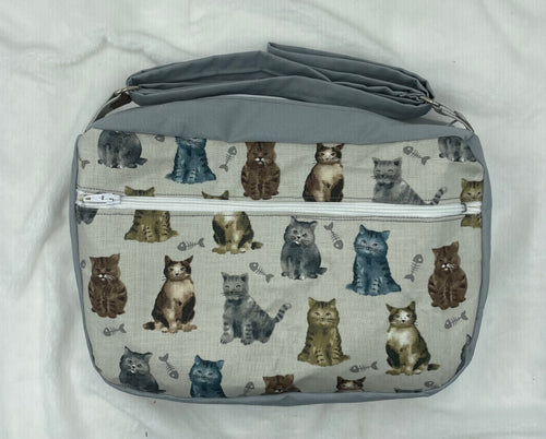 Multi Cat Boho Bigger Bag with Front Zipper Pocket