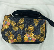 Load image into Gallery viewer, Clockwork Butterfly and Bee Boho Bitty Bag with outside zipper pocket