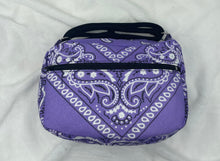 Load image into Gallery viewer, Light Purple Bandana Boho Bitty Bag with front zipper pocket