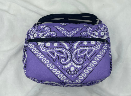 Light Purple Bandana Boho Bitty Bag with front zipper pocket