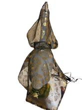 Load image into Gallery viewer, Gold Sugar Skulls Chiffon cape for your porch goose